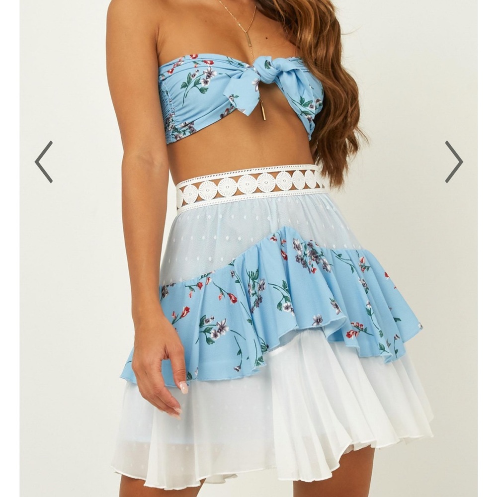 ShowPo two piece set - Tier Me Two Piece Set In Blue Floral, NWT